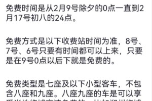 2022春节高速路免费的时间.2022春节期间高速免费时间规定