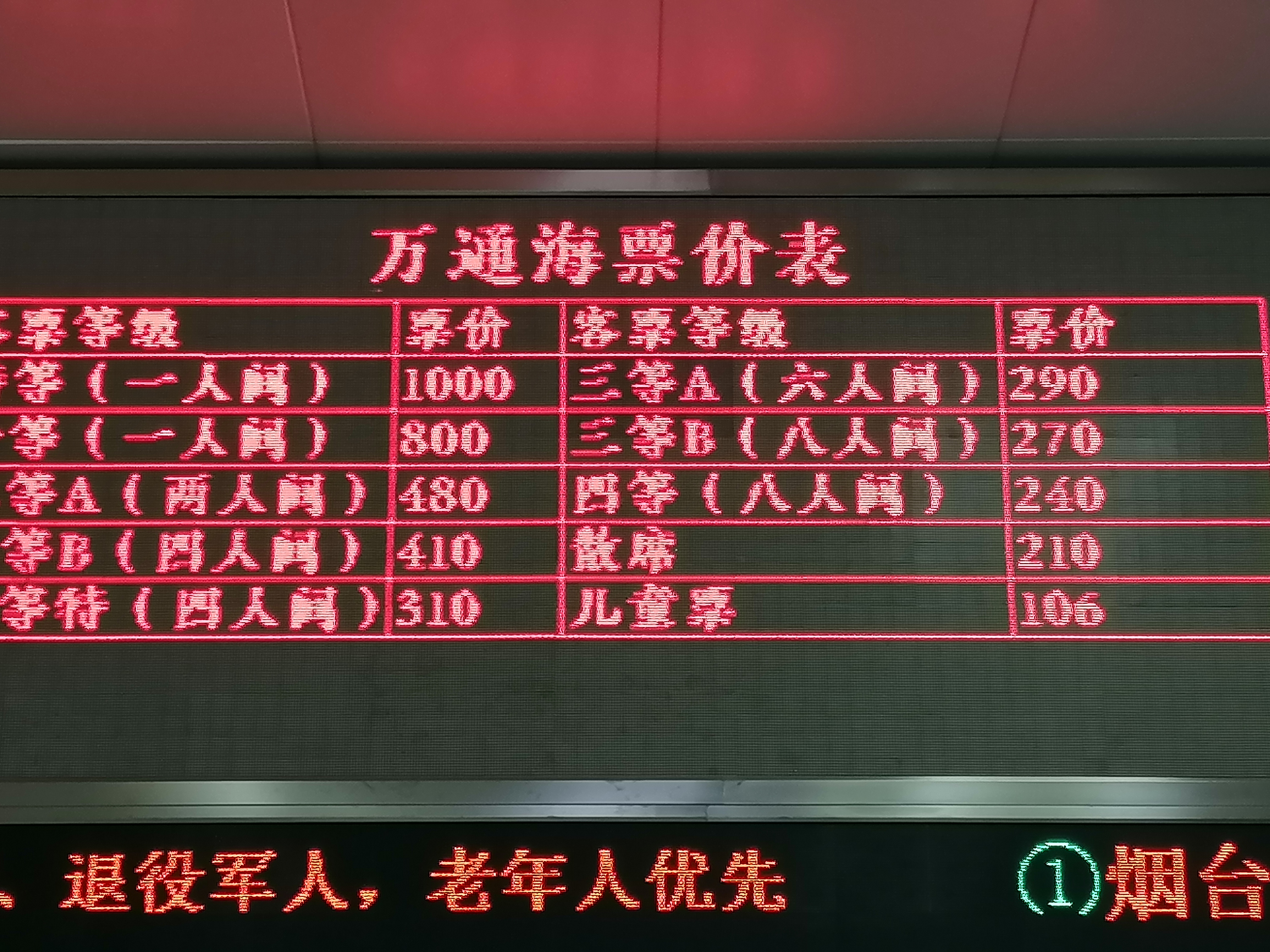 “烟台到大连轮渡” 烟台到大连轮渡时刻表和费用表？-第3张图片