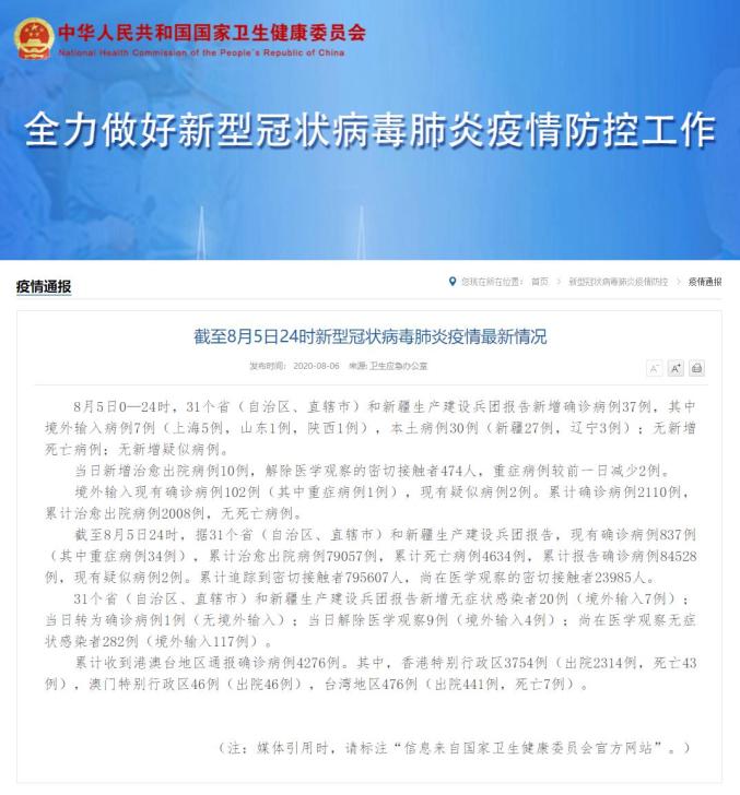 【31省份新增37例本土确诊北京5例/31省份新增12例 其中北京7例】-第2张图片