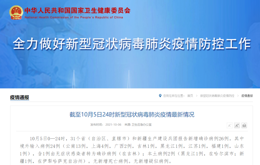 31省新增本土确诊26例涉及7省市-31省新增确诊26例本土25例-第1张图片