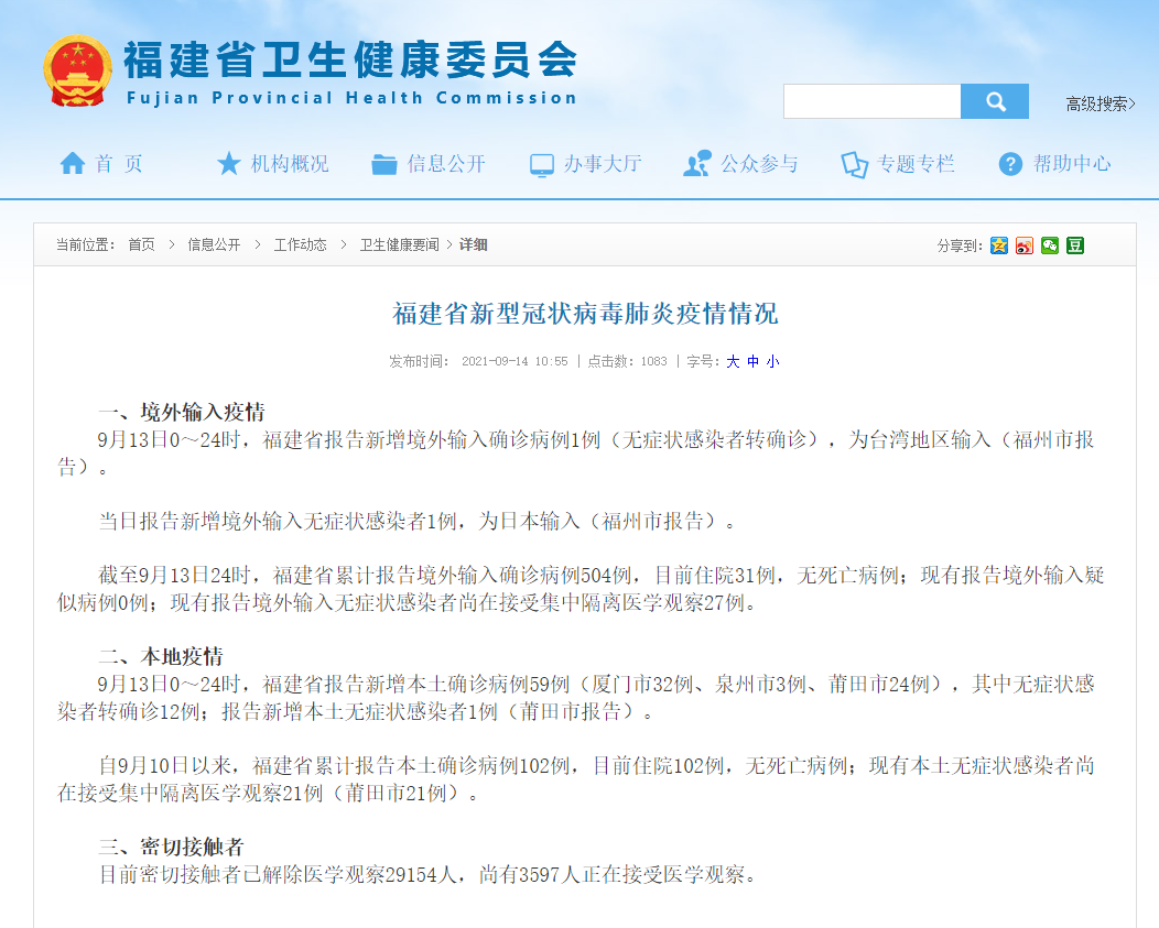 福建疫情最新数据〃福建疫情最新消息新增病例-第1张图片