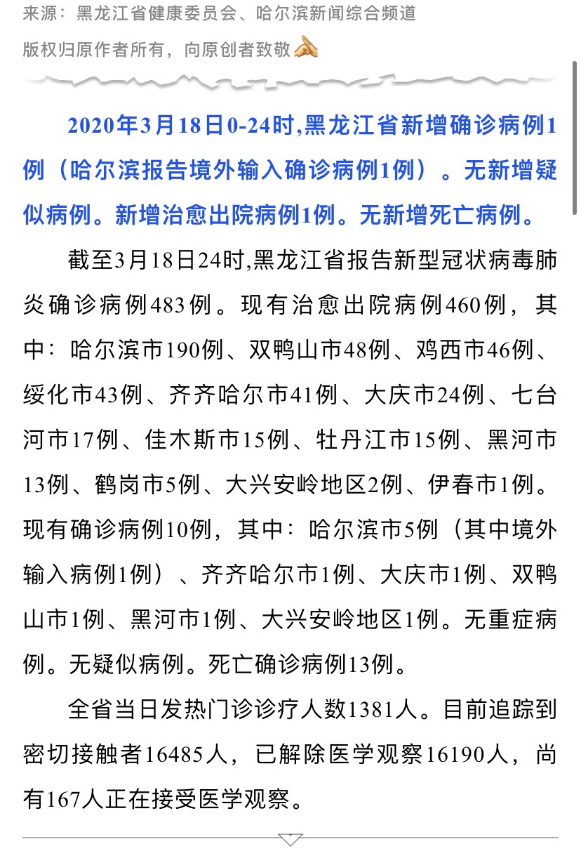 “黑龙江新增确诊45例” 黑龙江新增43例确诊行动轨迹？-第1张图片